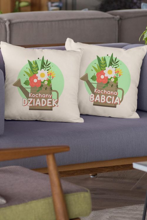 Komplet Poduszek Canvas Dziadek i Babcia Ogrodnicy