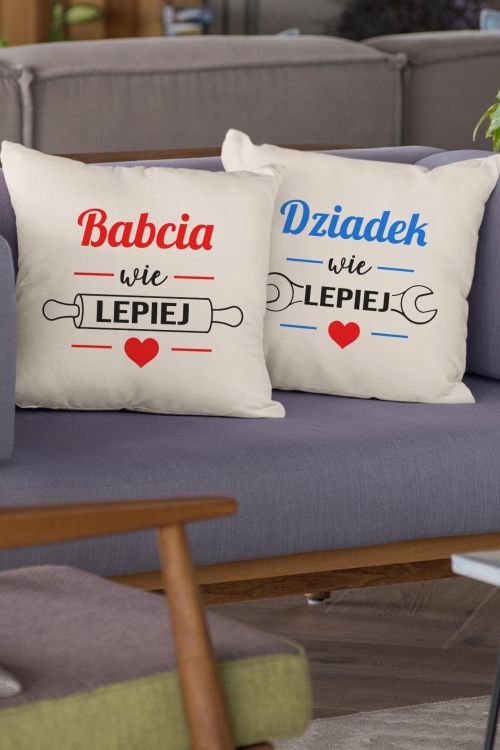 Komplet Poduszek Canvas Dziadek i Babcia Wiedzą Lepiej