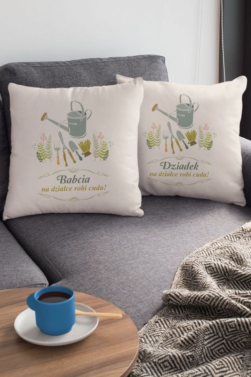 Komplet Poduszek Canvas Dziadek i Babcia na Działce