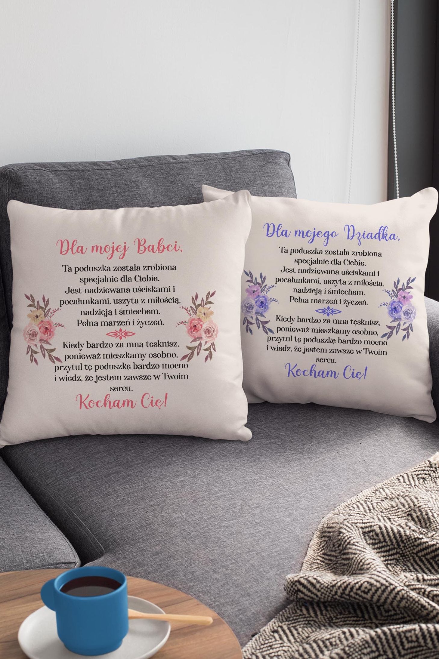 Komplet Poduszek Canvas Babci i Dziadka 