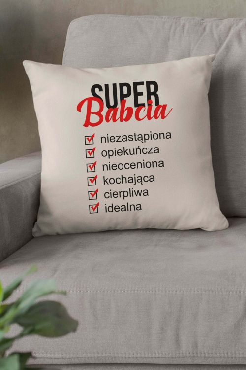 Poduszka Bawełniana Canvas Super Babcia
