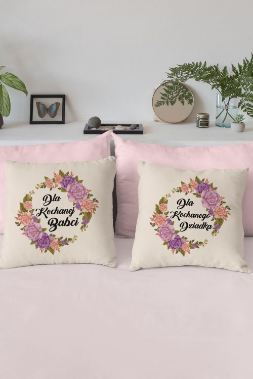 Komplet Poduszek Canvas Dla Kochanej Babci i Dziadka
