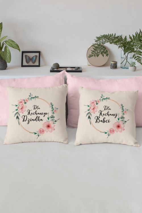 Komplet Poduszek Canvas Dla Kochającej Babci i Dziadka