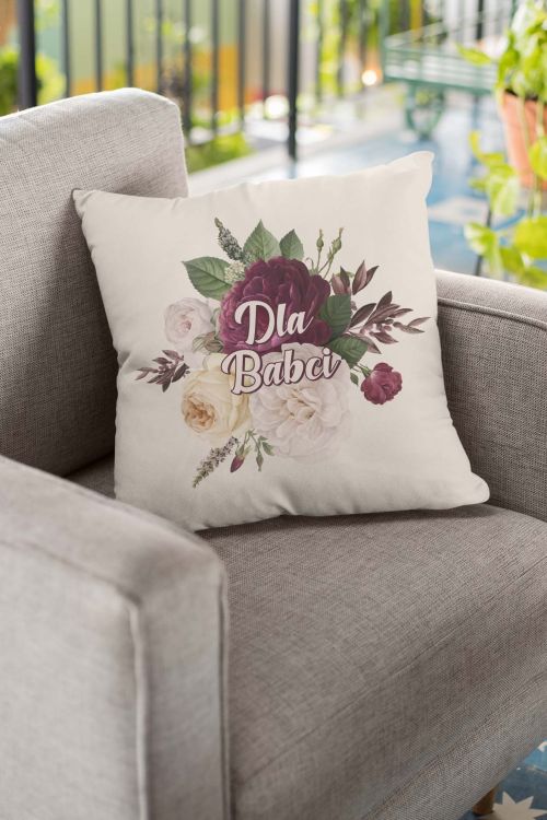 Poduszka Bawełniana Canvas Kwiaty Babci