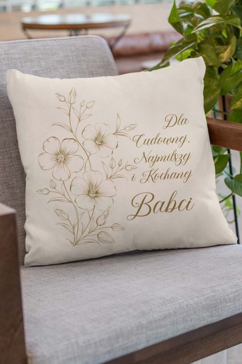 Poduszka Bawełniana Canvas Kwiaty Cudownej Babci