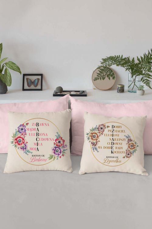 Komplet Poduszek Canvas Dziadek i Babcia Lista