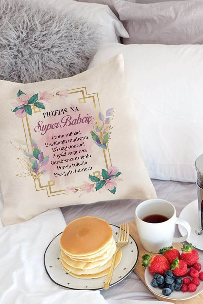 Poduszka Bawełniana Canvas Przepis na Super Babcię