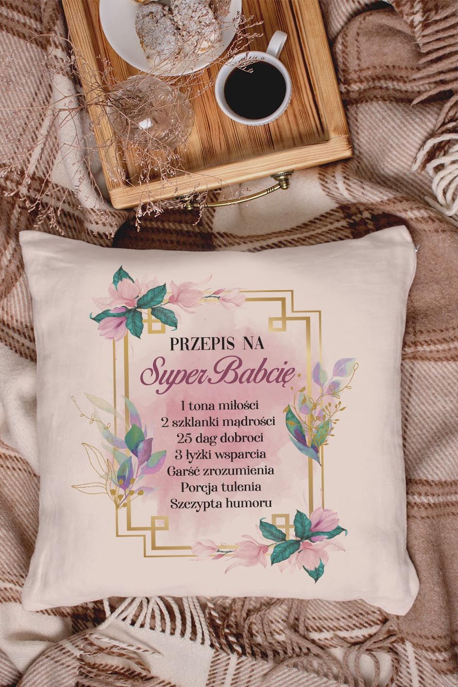 Poduszka Bawełniana Canvas Przepis na Super Babcię