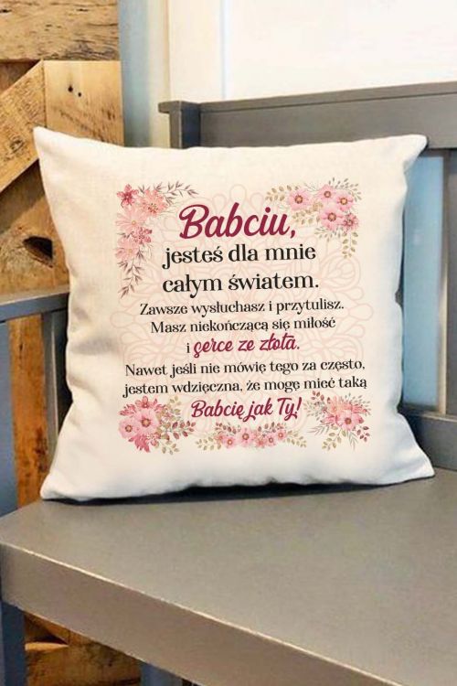 Poduszka Bawełniana Canvas Babcia Całym Światem