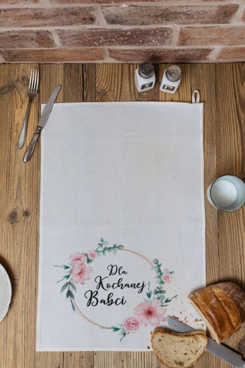 Ręcznik kuchenny Dla Kochanej Babci Różowe Kwiatki