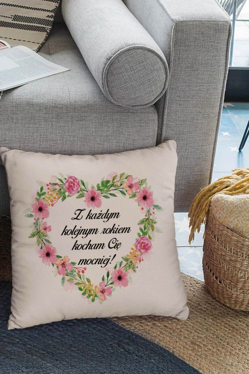 Poduszka Bawełniana Canvas Kocham Cię Mocniej