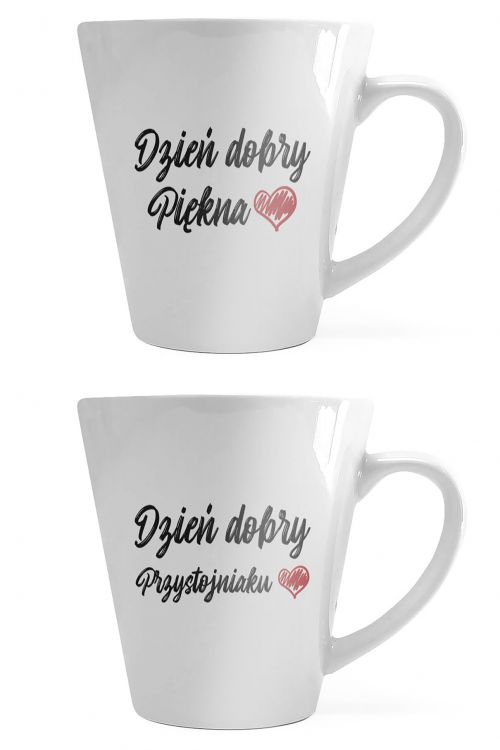Komplet Kubków Latte Regular Dzień Dobry Serduszko