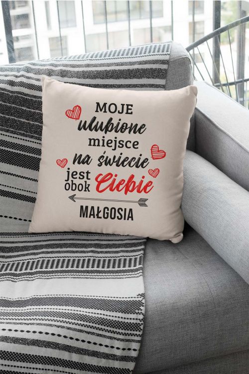 Poduszka bawełniana Canvas PERSONALIZACJA Ulubione Miejsce