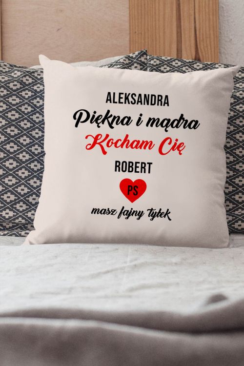 Poduszka Bawełniana Canvas PERSONALIZACJA Piękna i Mądra