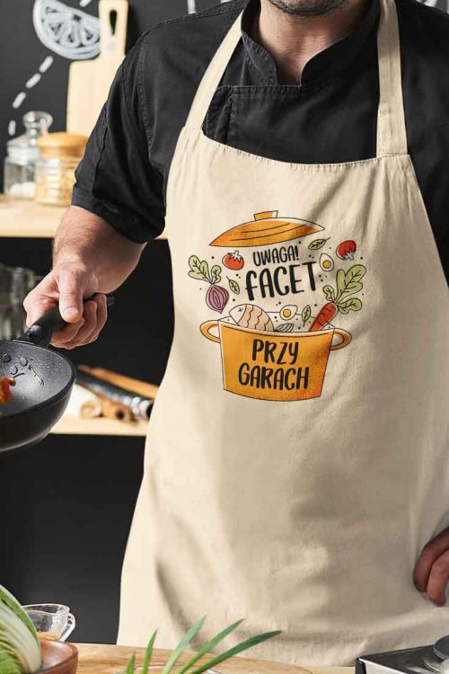 Fartuch Bawełniany Uwaga Facet Przy Garach