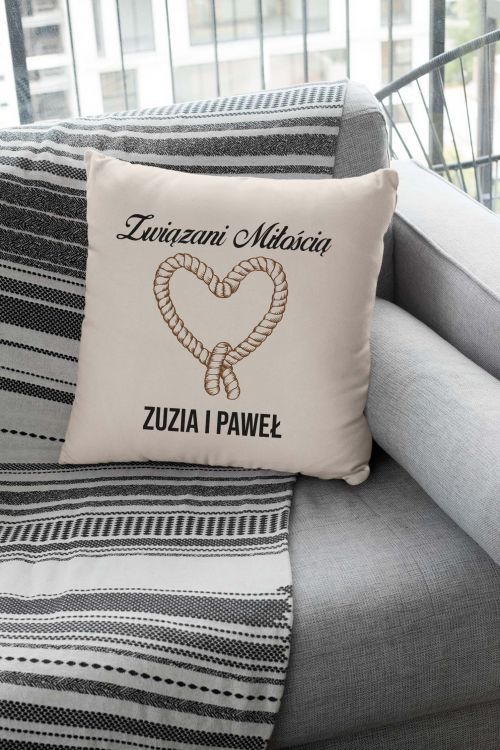Poduszka bawełniana Canvas PERSONALIZACJA Związani Miłością