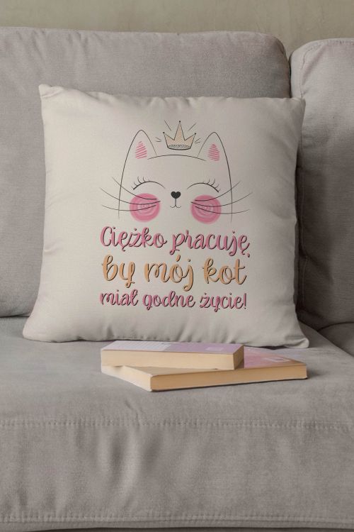 Poduszka Bawełniana Canvas Godne Życie Kota 