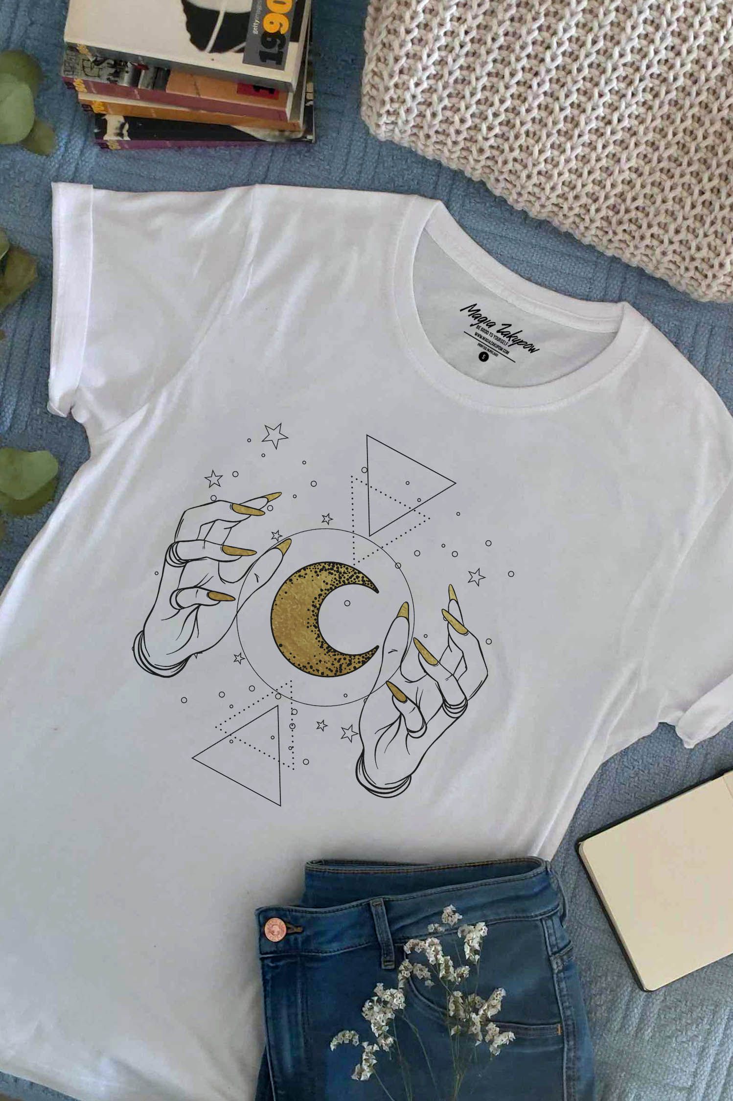 T-shirt Gold Moon Hands