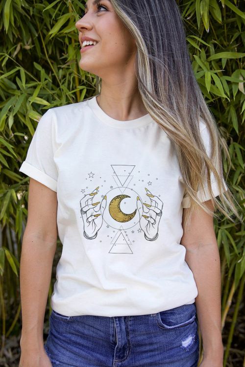 T-shirt Gold Moon Hands