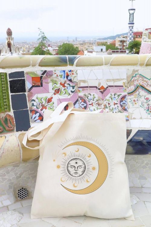 Torba Eko Ecru Moon Doodle