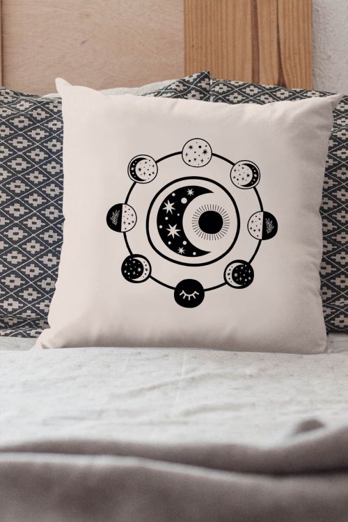 Poduszka bawełniana Canvas Moon Phases
