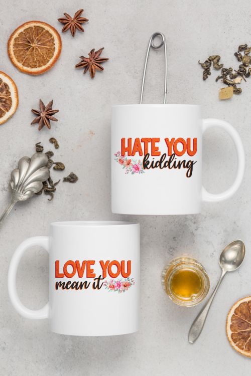 Komplet kubków Love You Hate You Flowers