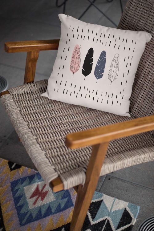 Poduszka Bawełniana Canvas Boho Piórka