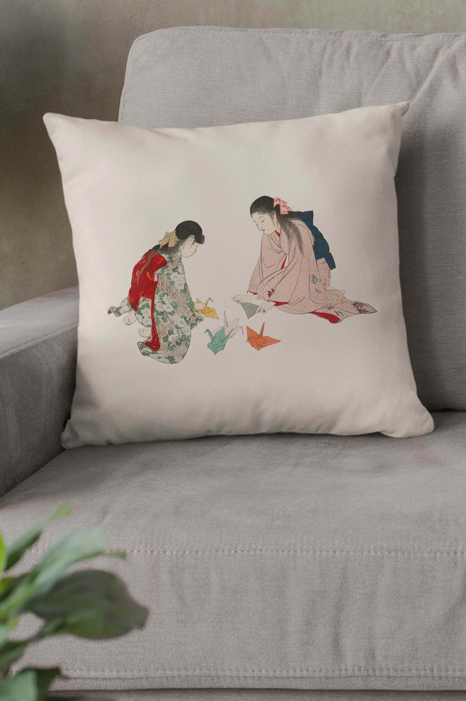 Poduszka Bawełniana Canvas Japanese Paper Cranes