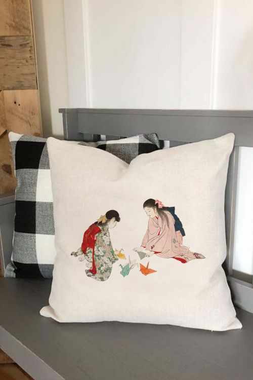 Poduszka Bawełniana Canvas Japanese Paper Cranes