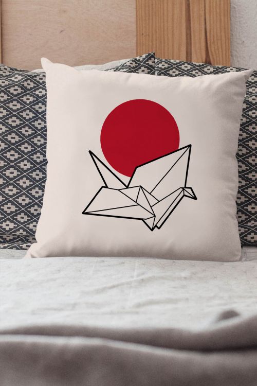 Poduszka bawełniana Canvas Japanese Origami Bird 