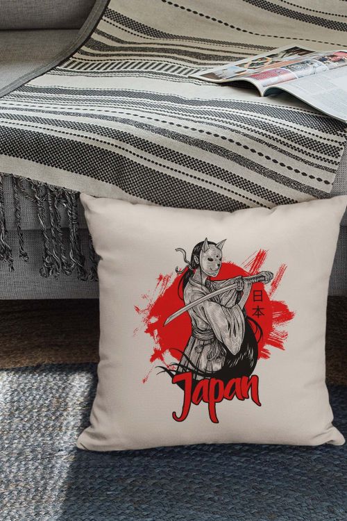 Poduszka Bawełniana Canvas Japan Mask