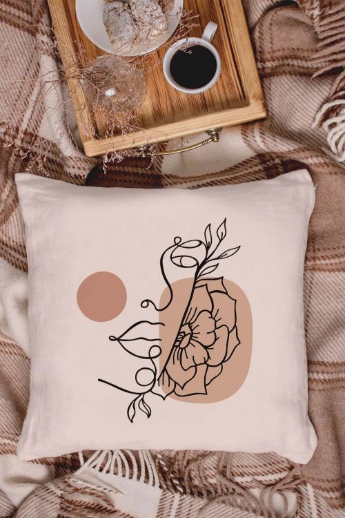 Poduszka bawełniana Canvas Abstract Flower Face