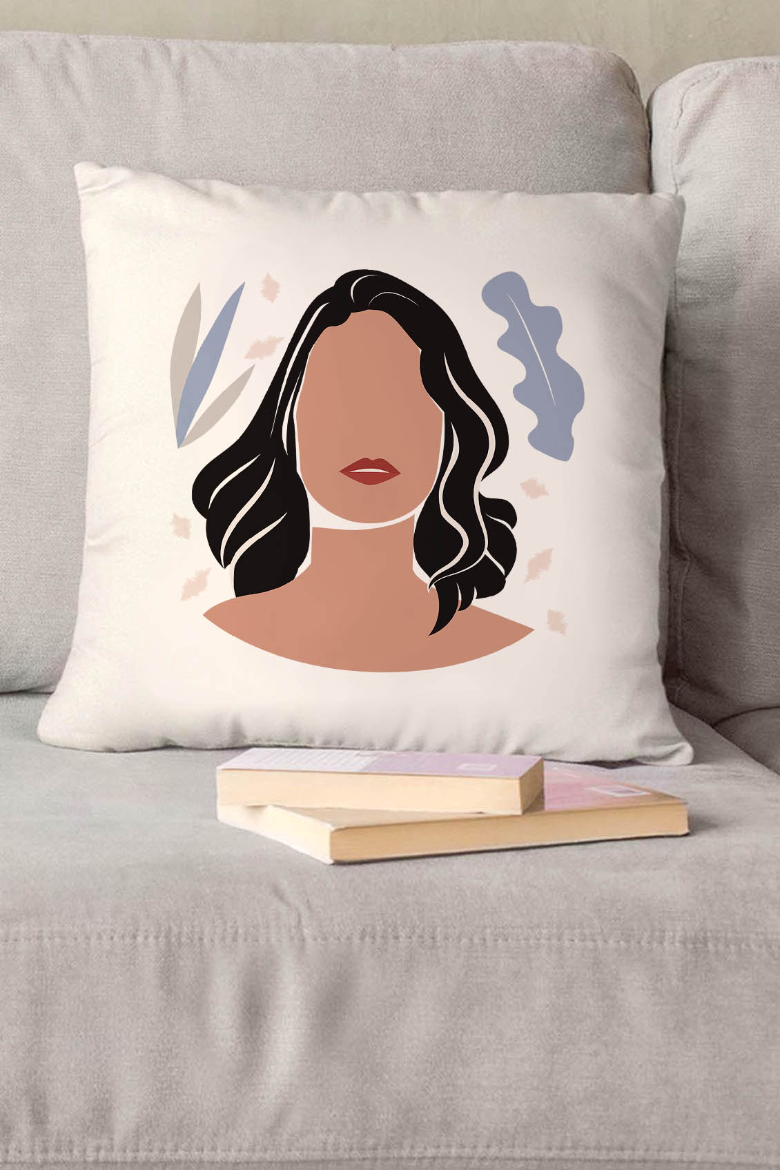 Poduszka bawełniana Canvas Abstract Woman Leaf