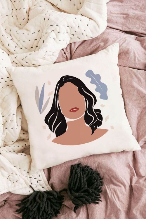 Poduszka bawełniana Canvas Abstract Woman Leaf