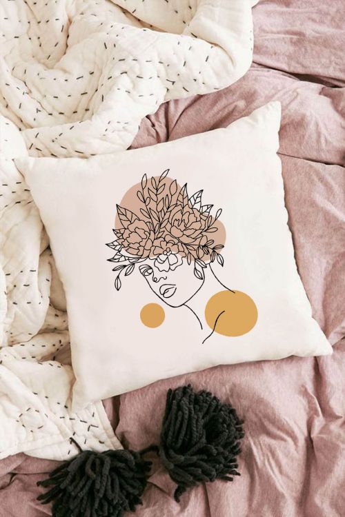 Poduszka bawełniana Canvas Abstract Woman Lines