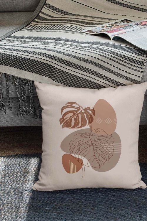 Poduszka bawełniana Canvas Monstera Art Abstract Gray