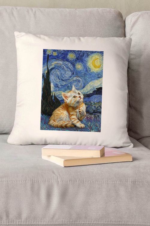 Poduszka bawełniana Canvas Starry Kitty