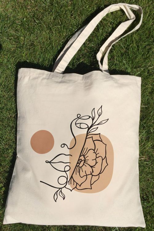 Torba Eko Abstract Monstera Flower Face