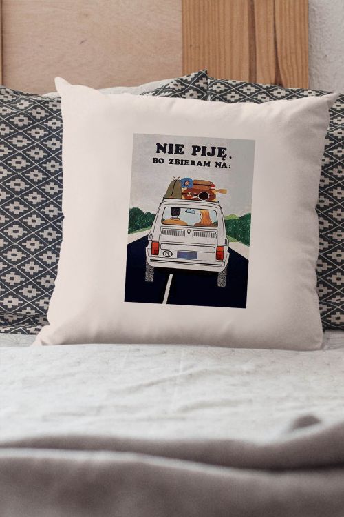 Poduszka bawełniana Canvas Zbieram Na Wakacje 