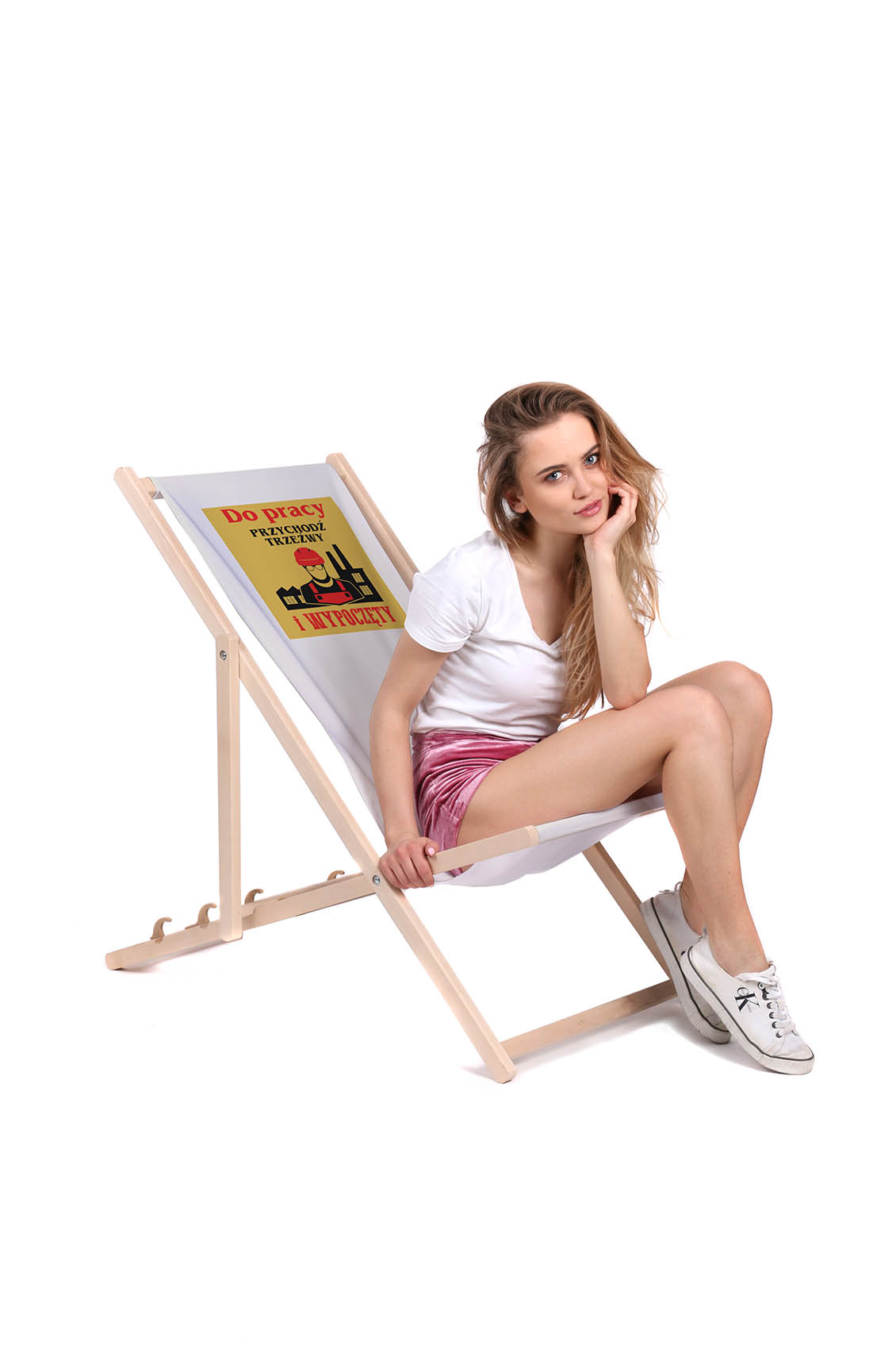 Leżak drewniany Do Pracy Przychodź Trzeźwy