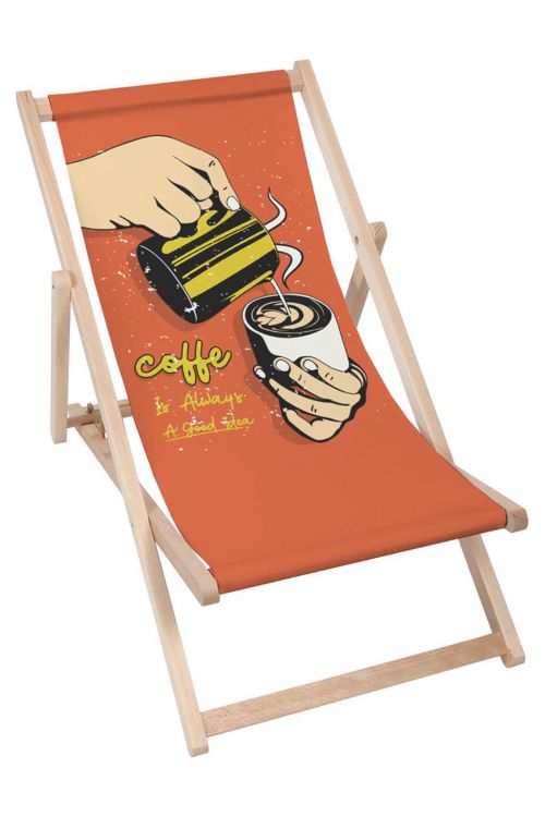 Leżak drewniany Coffe is Always Good Idea