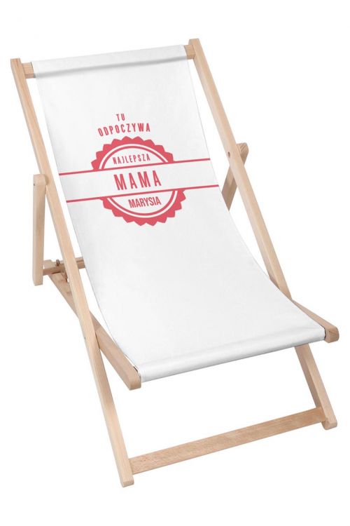 Leżak drewniany Personalizacja Tu Odpoczywa Mama