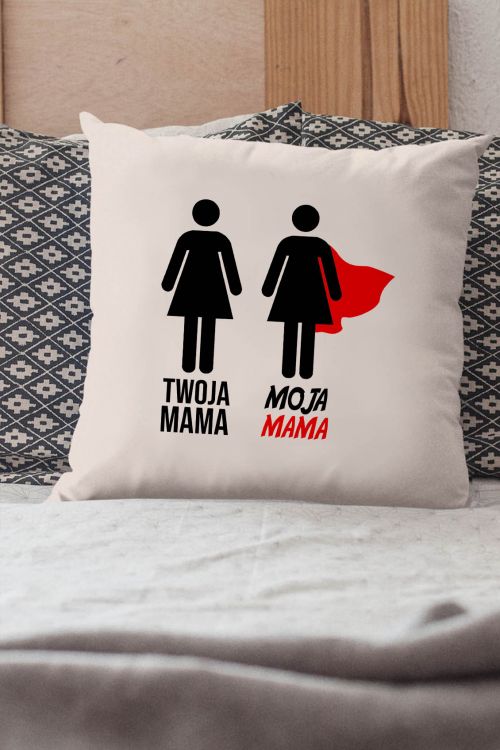 Poduszka bawełniana Canvas Twoja Mama vs. Moja Mama
