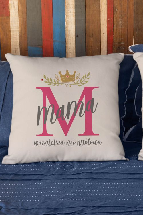 Poduszka Bawełniana Canvas Mama Ważniejsza Niż Królowa
