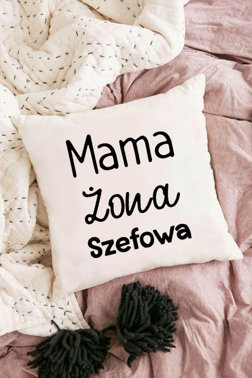 Poduszka bawełniana Canvas Mama Żona Szef