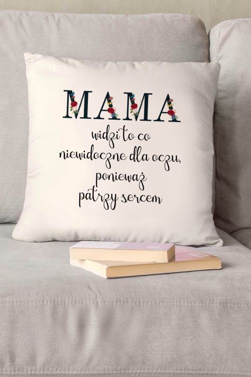 Poduszka Bawełniana Canvas Mama Widzi Sercem
