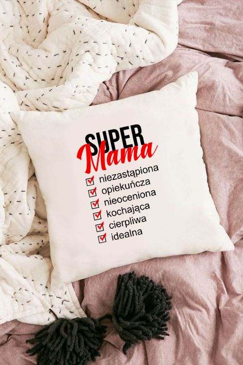 Poduszka Bawełniana Canvas Super Mama