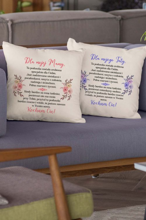 Komplet Poduszek Bawełnianych Canvas Dla Mamy i Taty