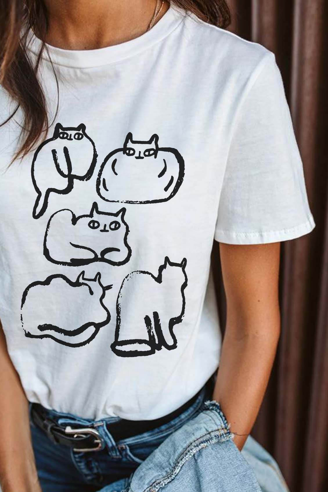 T-shirt Cats Hand Draw