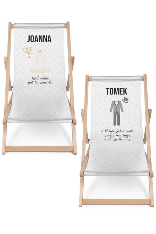 Komplet Leżaków Personalizacja Małżeństwo
